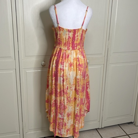 Sincerely Jules Womens Tie Dye Orange/Pink Spaghetti Strap Sundress Size Medium - Picture 6 of 14